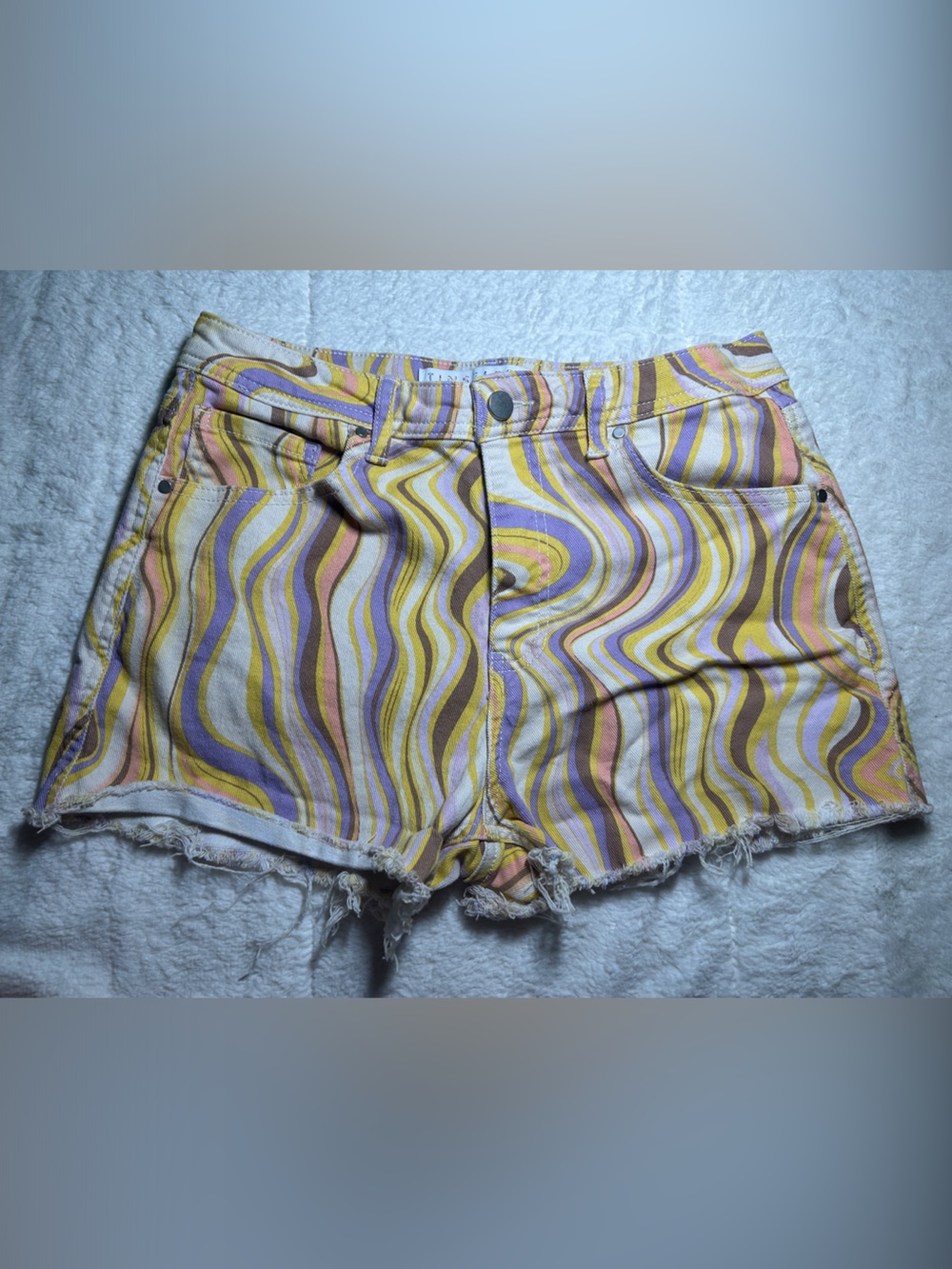 Tinseltown Wavy Multicolor Denim Shorts
